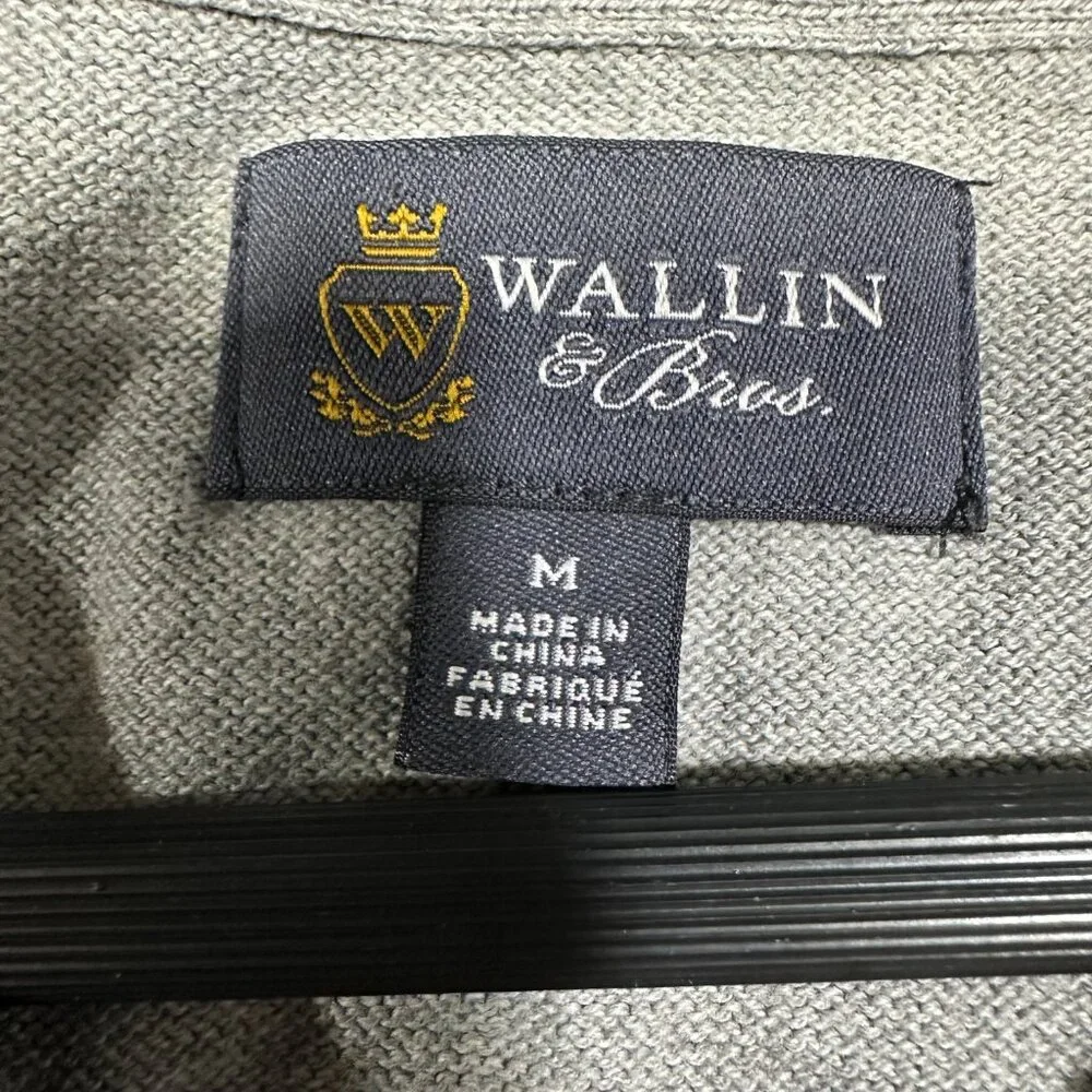 Wallin & Bros Sweater Mens Medium Gray Cotton Cashmere Pullover Rib Hem